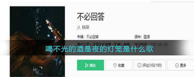 喝不光的酒是夜的灯笼是什么歌 不必回答歌曲歌词