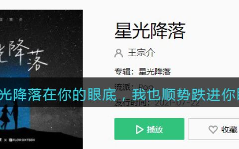 星光降落在你的眼底，我也顺势跌进你眼睛是什么歌 星光降落歌曲歌词