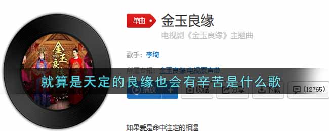 就算是天定的良缘也会有辛苦是什么歌 金玉良缘歌曲歌词