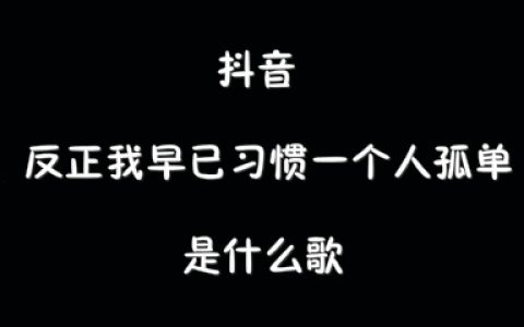 抖阴反正我早已习惯一个人孤单歌曲介绍 与我无关歌曲歌词