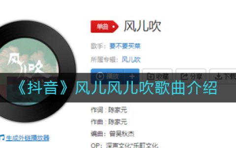 《抖阴》风儿风儿吹歌曲介绍 抖阴歌曲歌词