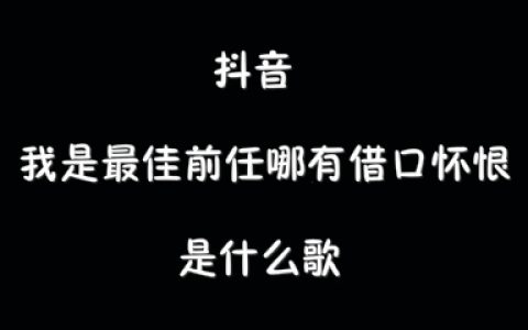 抖阴我是最佳前任哪有借口怀恨歌曲介绍 最佳前任歌曲歌词