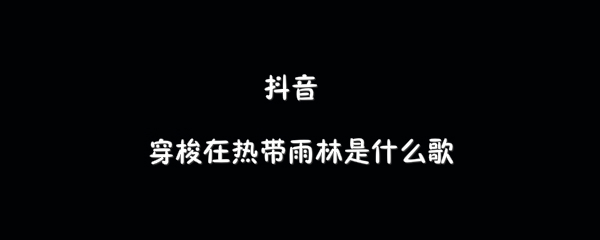 抖阴穿梭在热带雨林歌曲介绍 热带雨林歌曲歌词