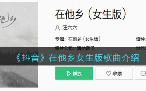 《抖阴》在他乡女生版歌曲介绍 在他乡女生版歌曲歌词