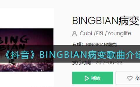 《抖阴》BINGBIAN病变歌曲介绍 BINGBIAN病变歌曲歌词