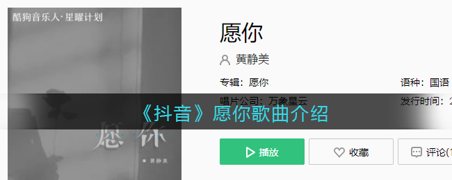 《抖阴》愿你歌曲介绍 愿你歌曲歌词