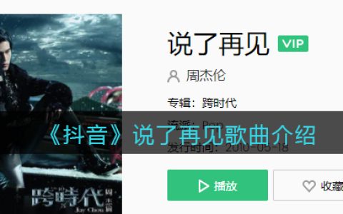 《抖阴》说了再见歌曲介绍 说了再见歌曲歌词
