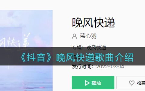 《抖阴》晚风快递歌曲介绍 抖阴歌曲歌词