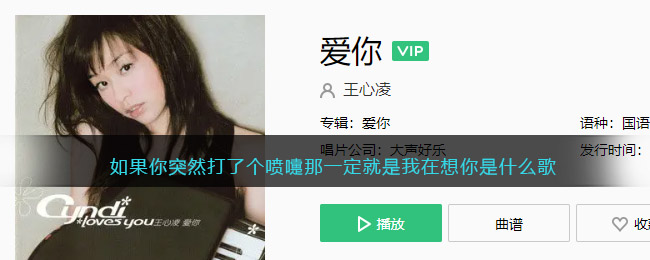 如果你突然打了个喷嚏那一定就是我在想你是什么歌 爱你歌曲歌词