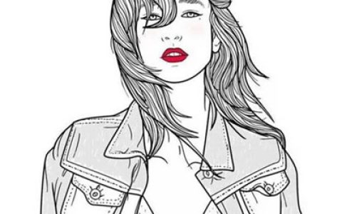 生活不止眼前的苟且(黑白简笔画素描女生头像)