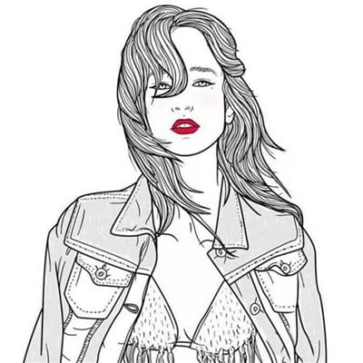 生活不止眼前的苟且(黑白简笔画素描女生头像)