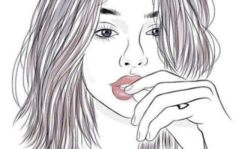 熬夜的瘾和遥远的你(素描简单黑白线条女生头像)