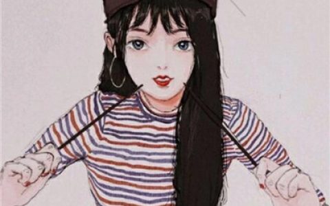 无论爱情友情都希望一辈子(长发女生唯美时尚手绘头像)