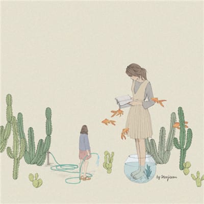 万家灯火没有一盏等我(手绘文艺范女生头像伤感)
