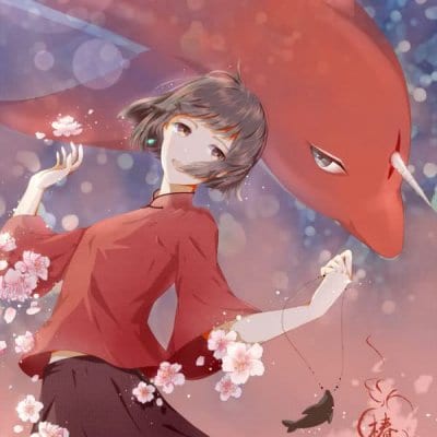 大鱼与海棠唯美动漫情侣头像