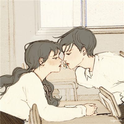 太多无可奈何何不一笑而过(韩国插画头像甜蜜情侣)