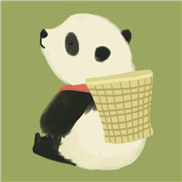 夕阳日落下最后一抹微光(手绘小清新熊猫卡通头像)