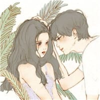 我们的爱情到这刚刚好(复古风情侣头像手绘简约彩色)